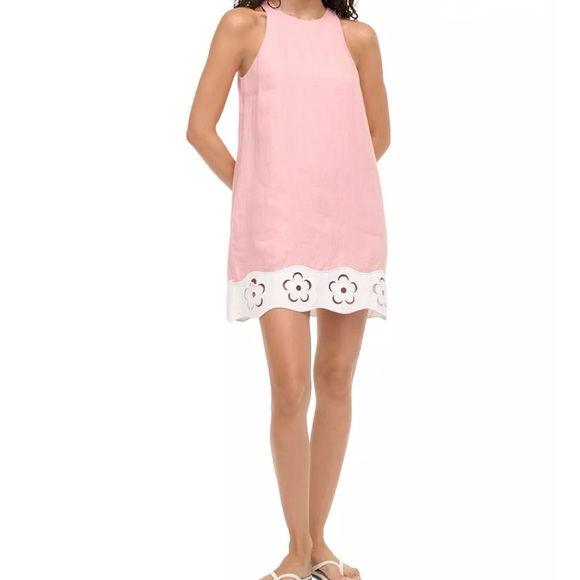 STAUD Dresses & Skirts - STAUD Mika Linen Dress blush/white size S